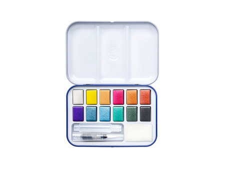 STAEDTLER Peinture aquarelle métallisée, étui en métal de 12