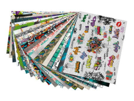 folia Bloc en papier à motifs 'Graffiti', 240 x 340 mm