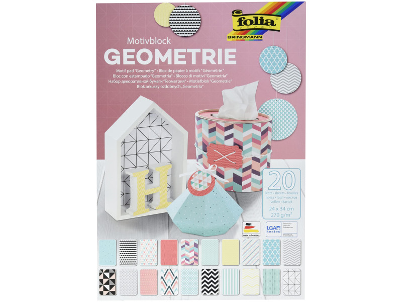 folia Bloc en papier à motifs 'Géométrie', 240 x 340 mm