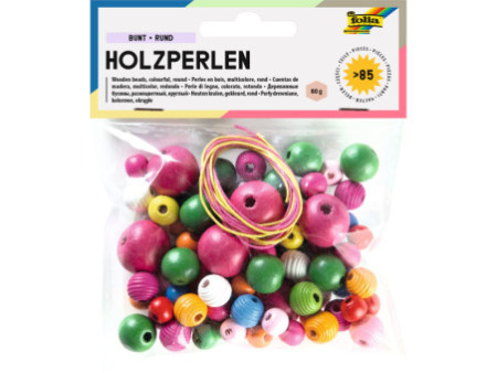 folia Perles en bois, rond, assorti en taillles et couleurs