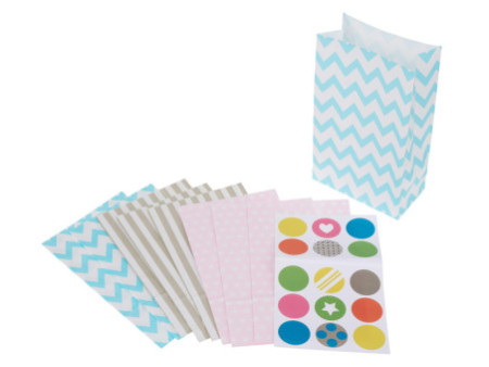 folia Sacs en papier, 120 x 60 x 210 mm, avec motifs,assorti