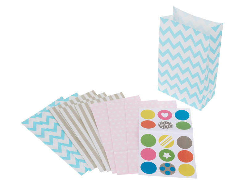 folia Sacs en papier, 120 x 60 x 210 mm, avec motifs,assorti