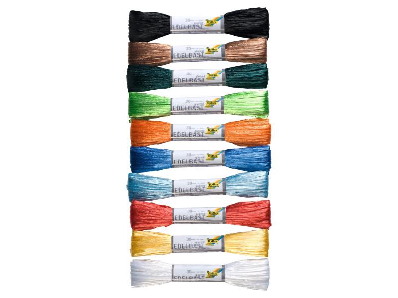 folia Raphia artificiel brillant, 40 mm x 30 m, couleurs