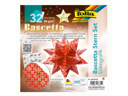 folia Feuilles de papier pliable étoile Bascetta, rouge
