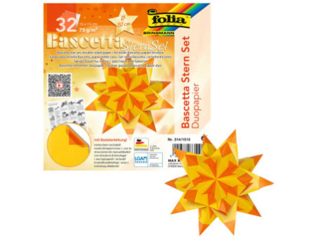 folia Feuilles de papier pliable étoile Bascetta, 75 g/m2