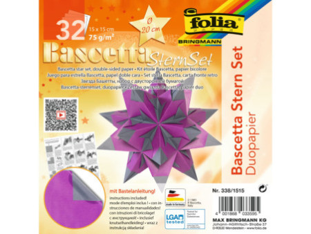 folia Feuilles de papier pliable étoile Bascetta, 75 g/m2