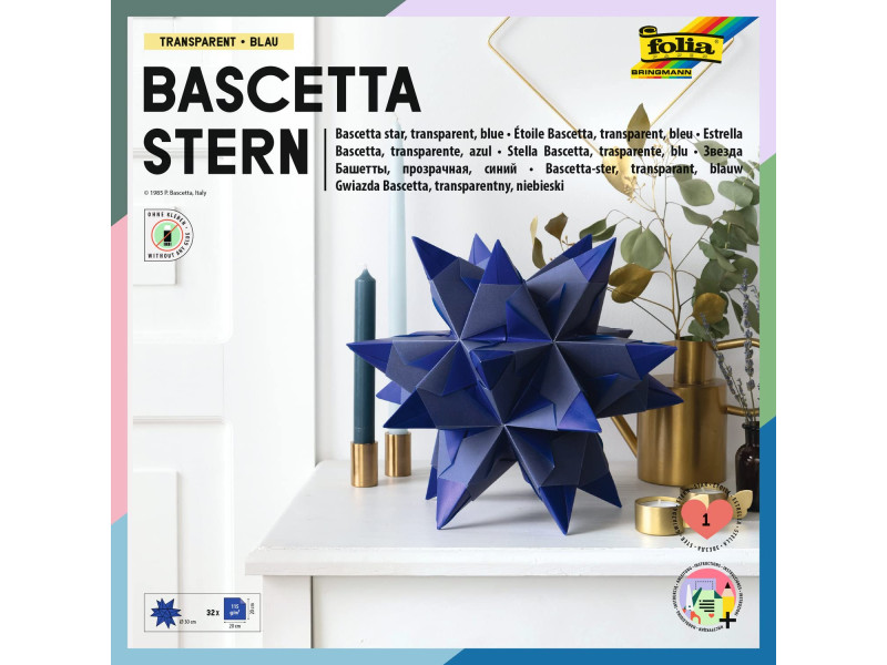 folia Feuille de papier pliable étoile Bascetta, bleu