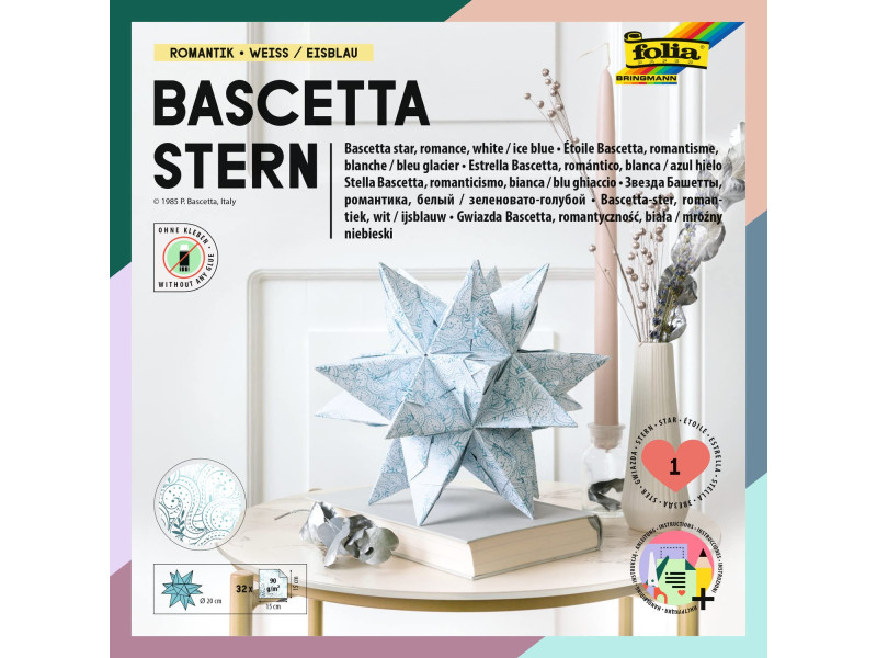 folia Feuilles de papier pliable étoile Bascetta, bleu glace