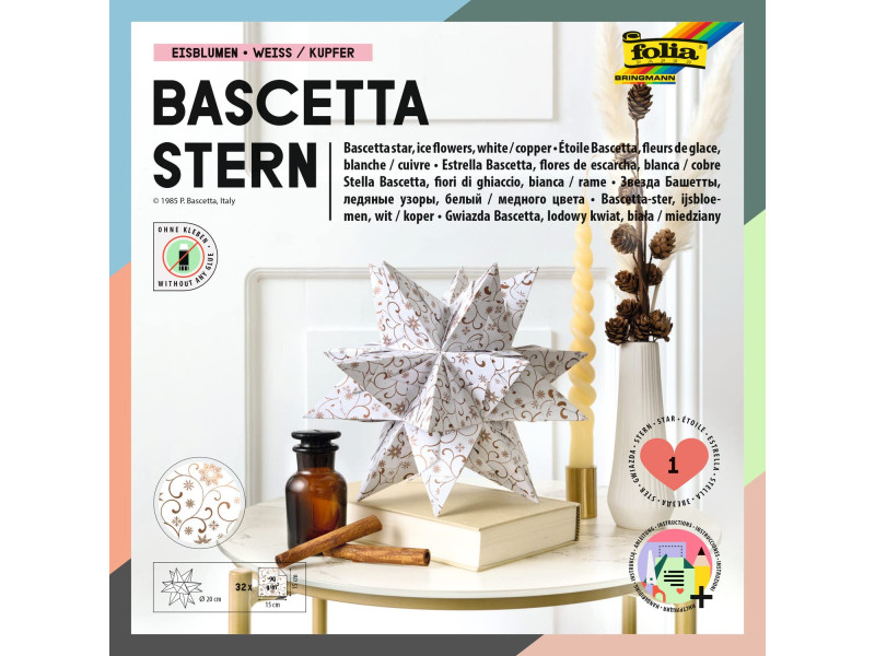 folia Feuilles de papier pliable étoile Bascetta, blanc /