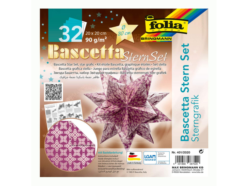 folia Feuilles de papier pliable étoile Bascetta, violet/