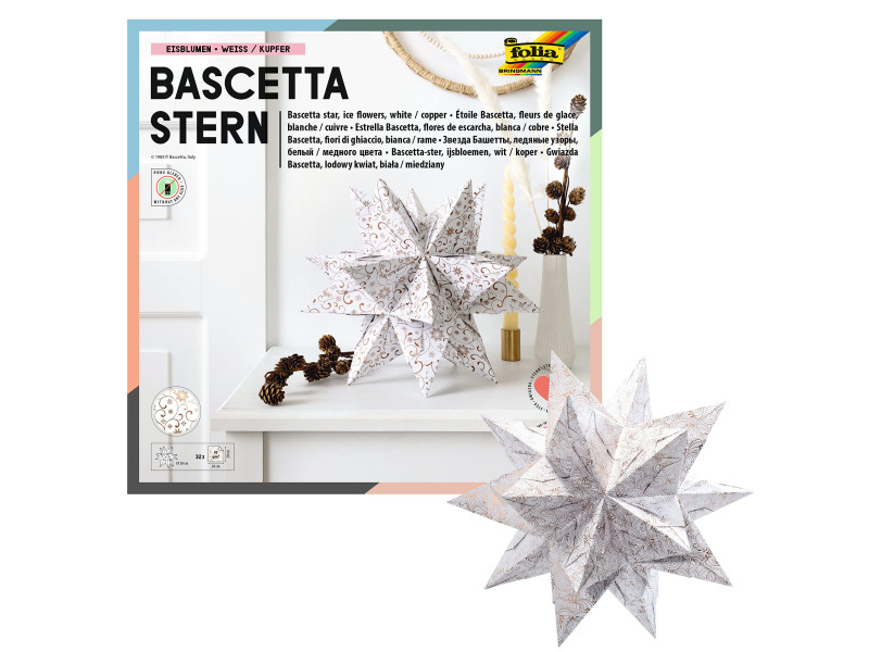 folia Feuilles de papier pliable étoile Bascetta, blanc /