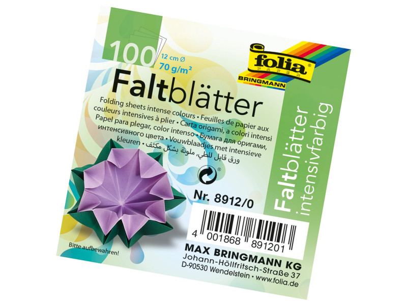 folia Feuille à plier, rond, 120 mm, 100 feuilles, assorti
