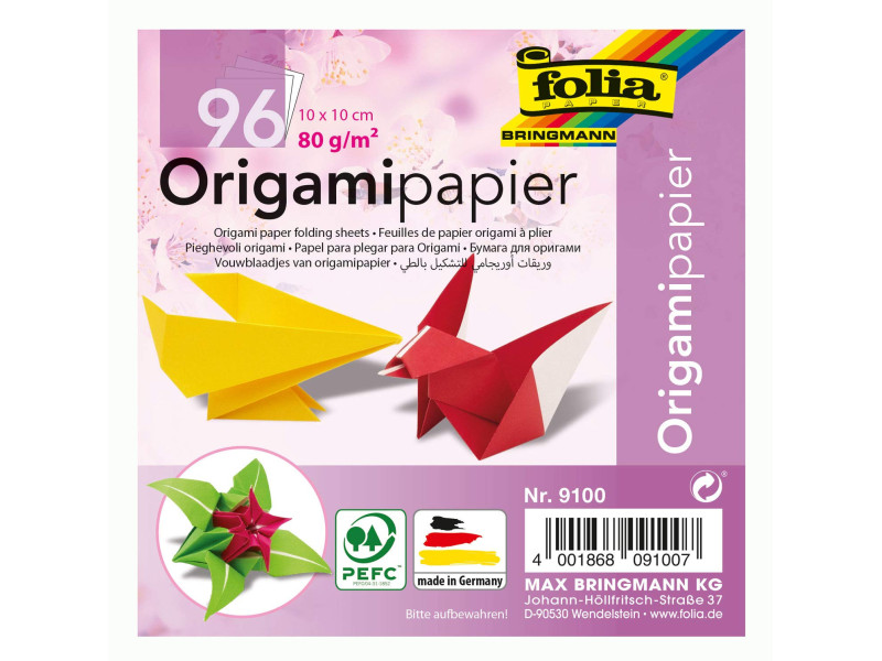 folia Feuilles de papier origami à plier, 100 x 100 mm