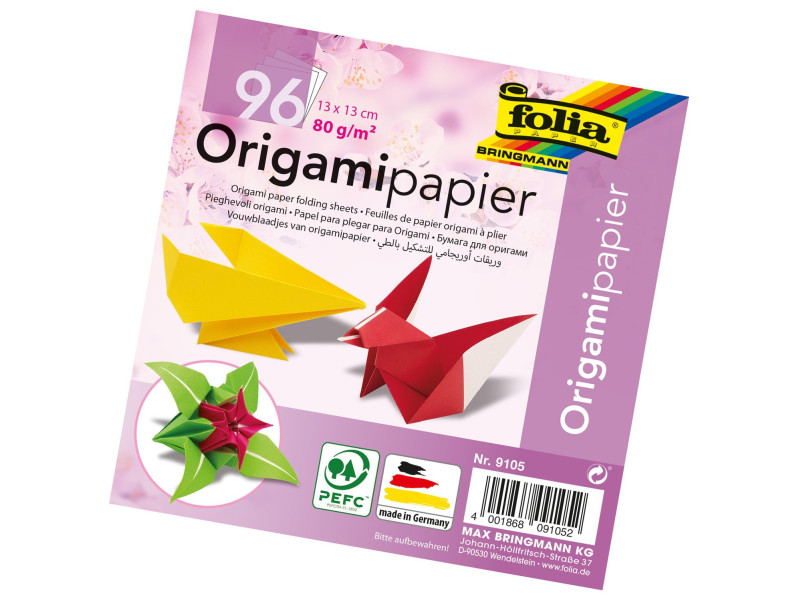 folia Feuilles de papier origami à plier, 130 x 130 mm