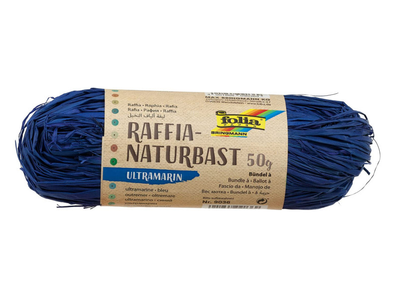 folia Raphia naturel, 50 g, bleu outremer