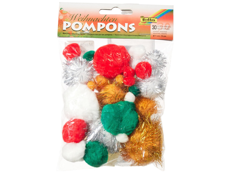 folia Pompons, 30 pièces, couleurs de Noel