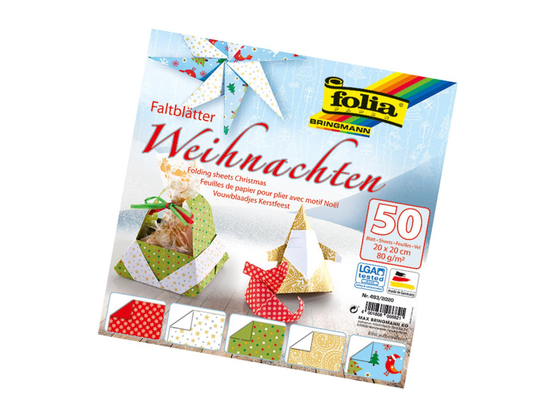 folia Feuilles de papier pour pliage 'Noel', 200 x 200 mm
