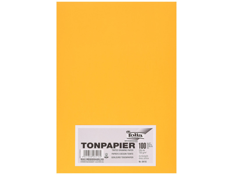 folia Papier de couleur, A4, 130 g/m2, jaune foncé