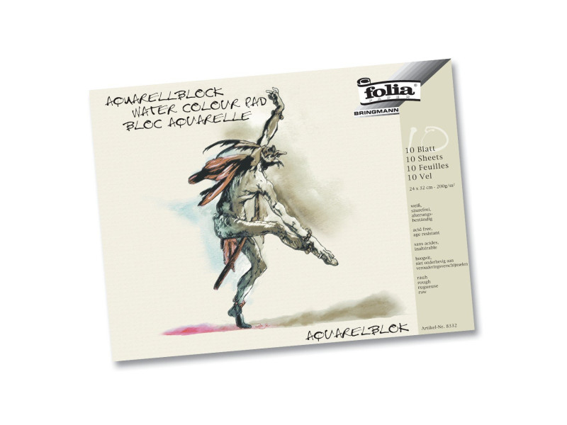 folia Bloc aquarelle, rugueux, 300 x 400 mm, 200 g/m2, blanc