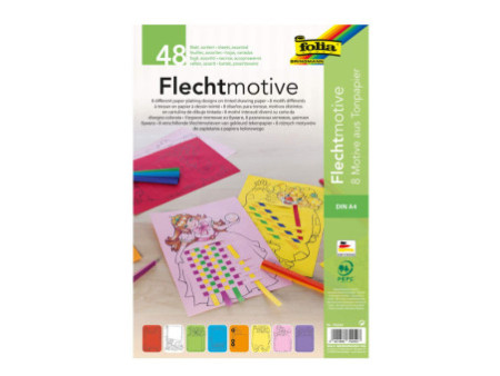 folia Motifs à tresser en papier teinté, A4, couleurs