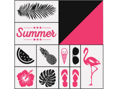 folia Set de tampons en bois 'Summer', 13 pièces