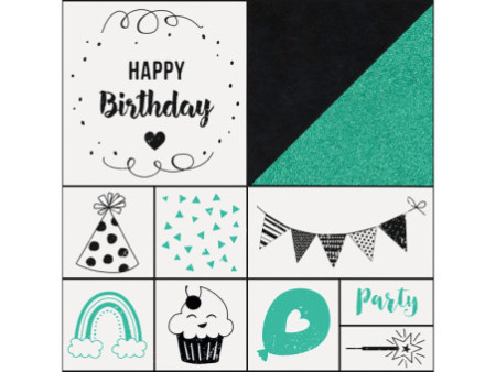 folia Set de tampons en bois 'Happy birthday', 11 pièces