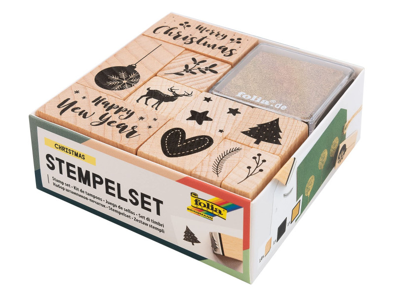 folia Set de tampons en bois 'Christmas', 12 pièces