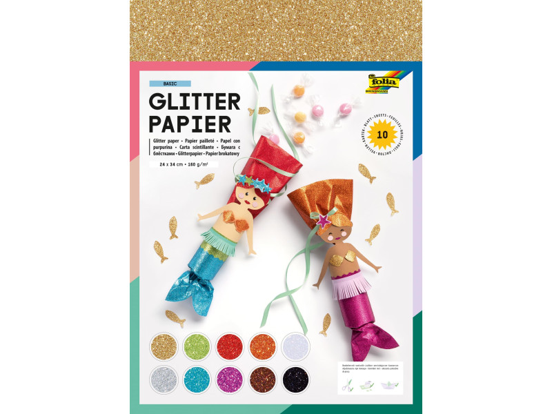 folia Papier pailleté, 170 g/m2, 240 x 340 mm, assorti