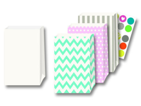 folia Sac en papier à fond plat, 120 x 60 x 210 mm, blanc