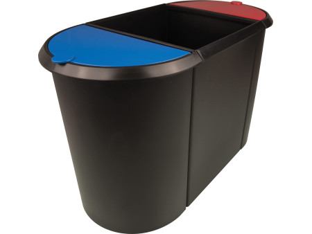 helit Corbeille à papier 'the triple', oval, PE, noir/rouge/