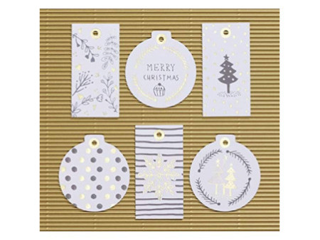 folia Etiquette cadeau 'Noël Hotfoil', avec ficelle