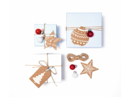 folia Etiquette cadeau 'Noël papier kraft', avec ficelle