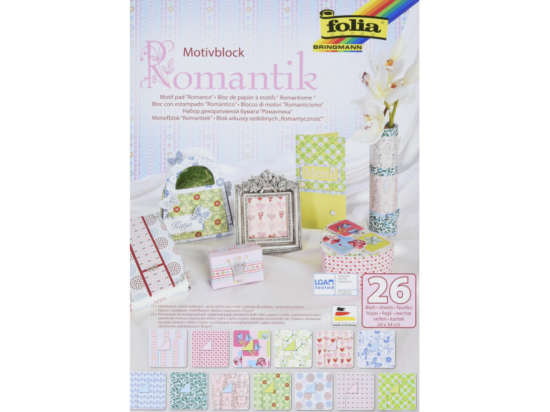 folia Bloc en papier à motifs 'Romantique', 240 x 350 mm