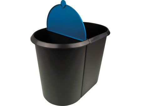 helit Corbeille à papier 'the double', oval, PE, noir/bleu