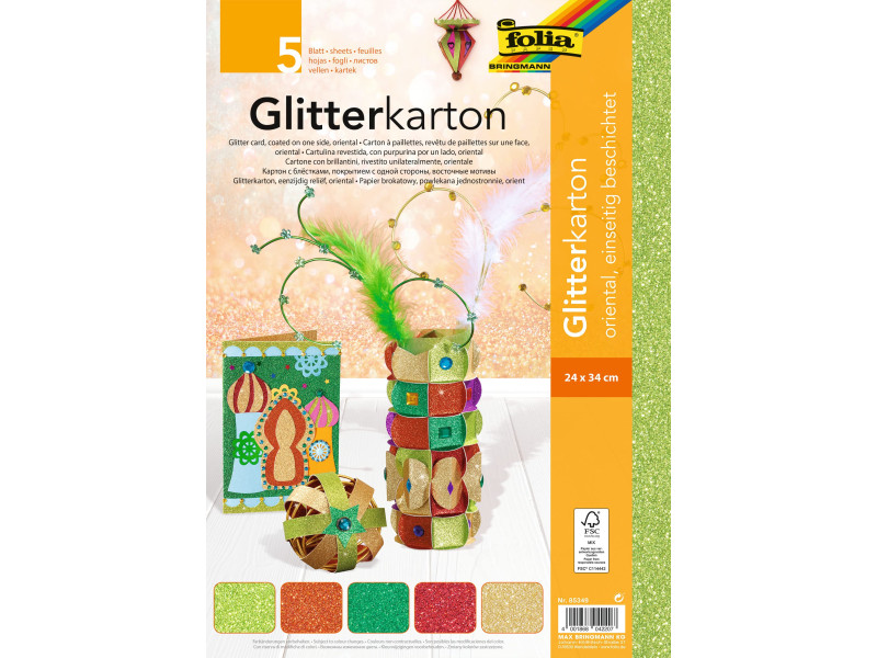 folia Carton à paillettes 'Oriental', 240 x 340 mm, 300 g/m2