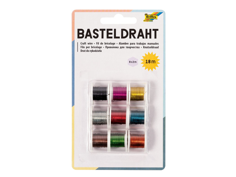 folia Set fil de fil de bricolage, 9 bobines de 2m, couleurs
