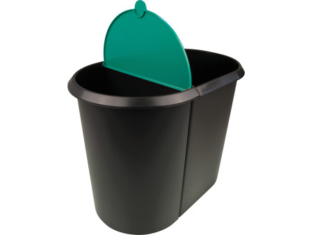 helit Corbeille à papier 'the double', oval, PE, noir/vert