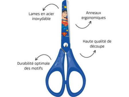 Maped Ciseaux SUPERMAN, rond, 130 mm, bleu