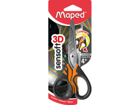 Maped Ciseaux Sensoft 3D Fluo, rond, longueur: 135 mm