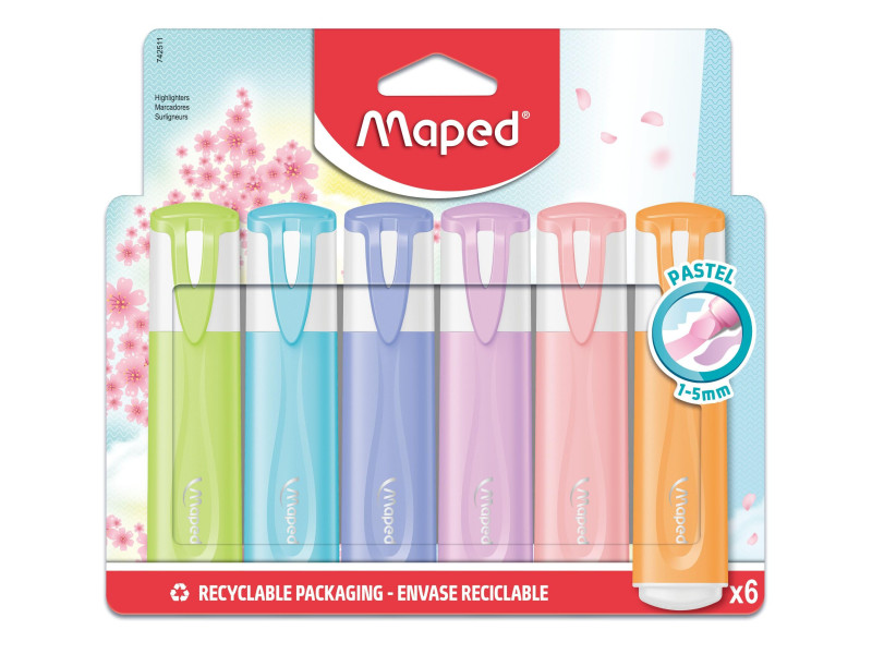 Maped Surligneur FLUO'PEPS PASTEL, blister de 6