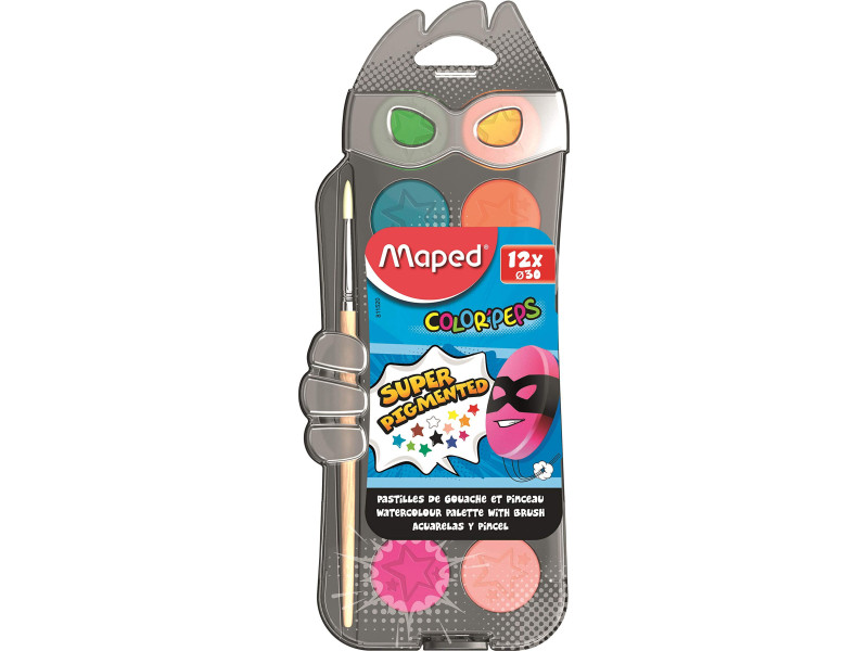Maped Pastilles de peinture COLOR'PEPS, 12 couleurs