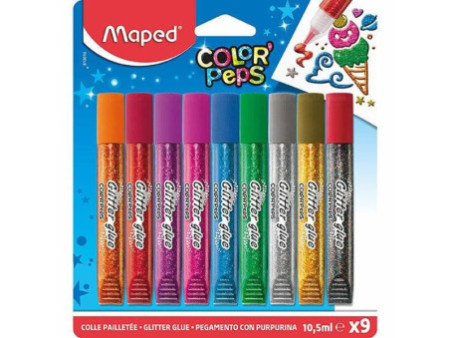 Maped Colle pailletée COLOR'PEPS, 9 x 10,5 ml, carte blister