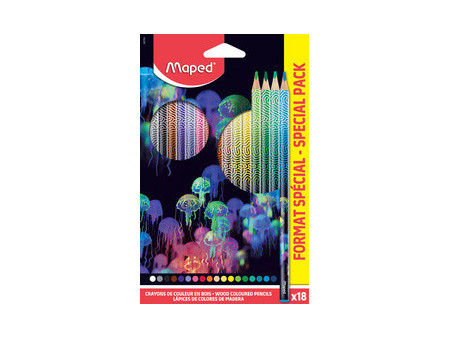 Maped Crayon de couleur DEEPSEA PARADISE, étui carton de 18