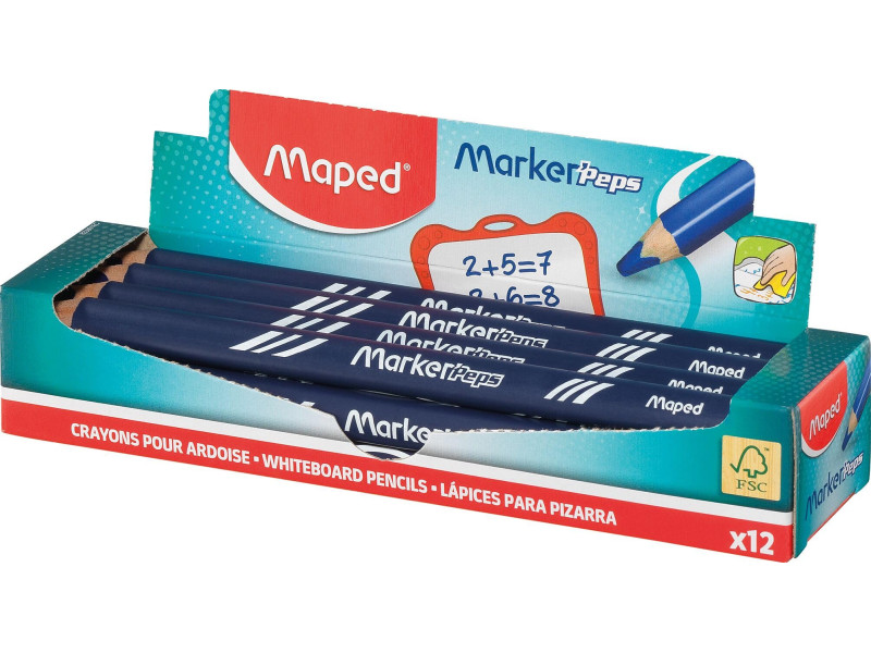 Maped Crayon ardoise Marker'Peps, présentoir de 12, bleu