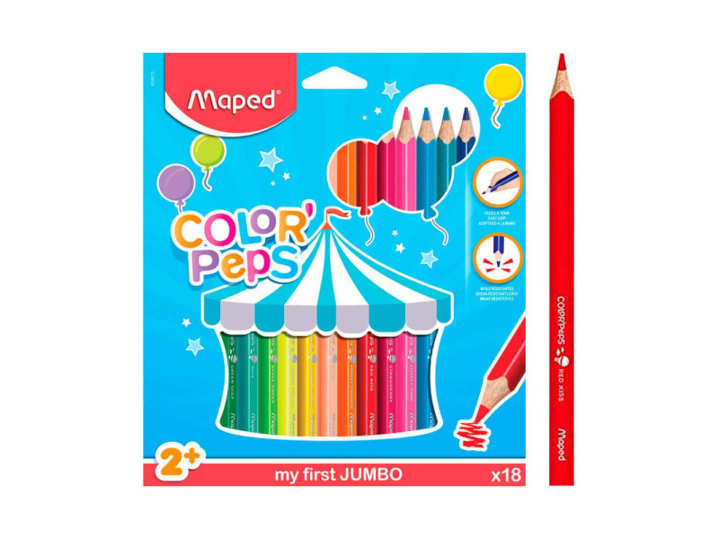 Maped my first Crayons de couleur COLOR'PEPS JUMBO, étui 18