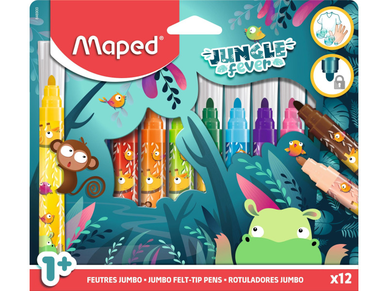 Maped Feutre JUNGLE fever JUMBO, étui en carton de 12