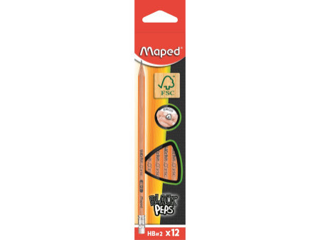 Maped Crayon BLACK'PEPS, avec gomme, degré de dureté: HB