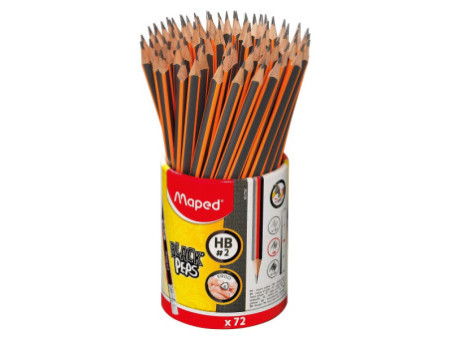 Maped Crayon BLACK'PEPS, avec gomme, pot de 72