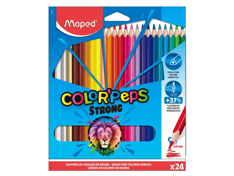 Maped Crayon de couleur COLOR'PEPS STRONG, étui carton de 24