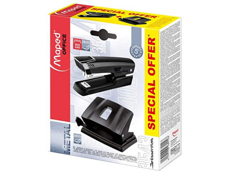 Maped Set d'agrafeuse & de perforateur Essentials, noir